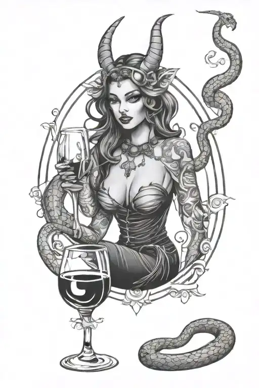 Snake Girly Demon Girl Wine Glass