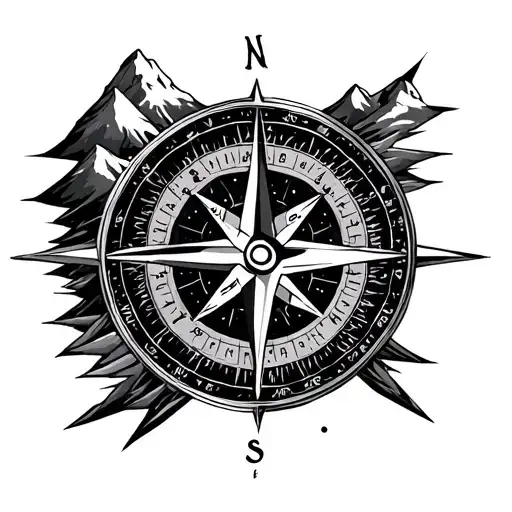 Compass And Mountains