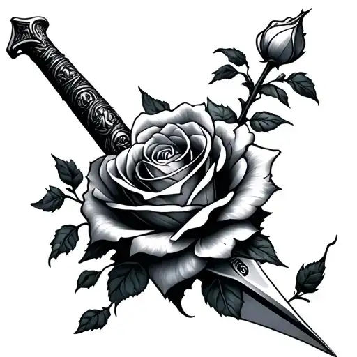 Sword With Rose Stem Wrapped Around It