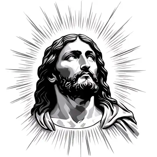 Jesus Head Looking Up At The Sky