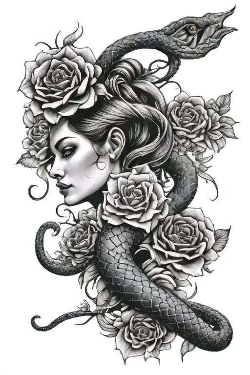 Damon Woman But Not To Much Scary Snake And Flowers