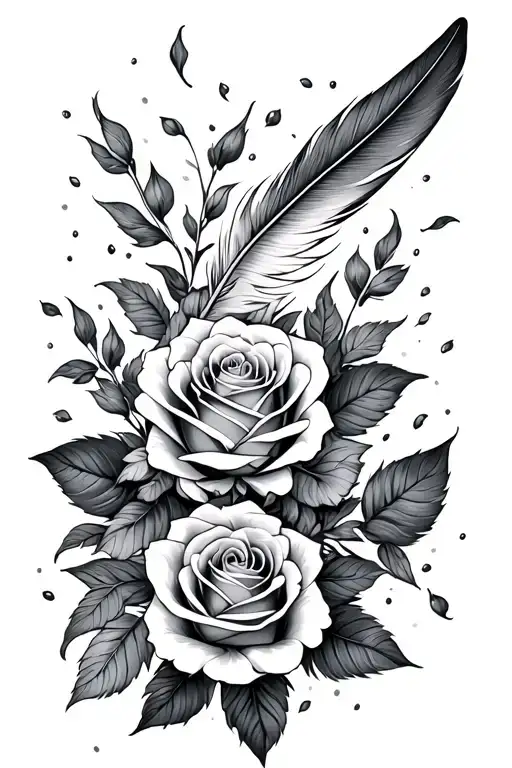 Roses And Feathers Falling