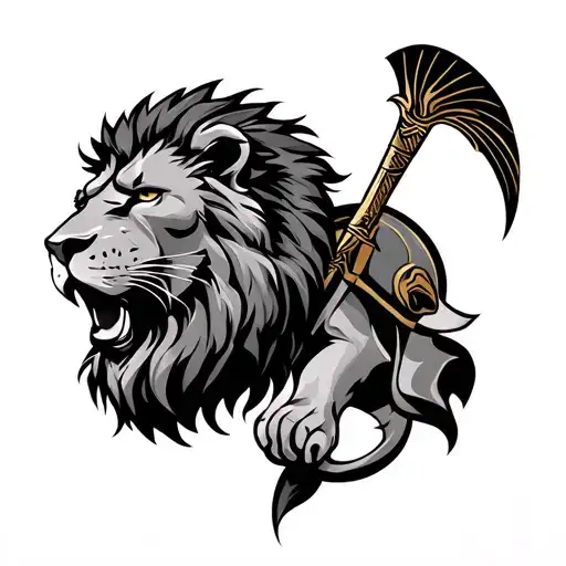 Lion And Spartan