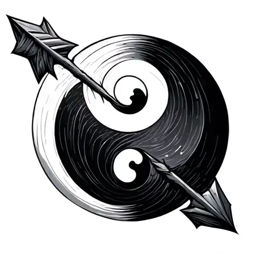 Arrow With Yin Yang Symbol