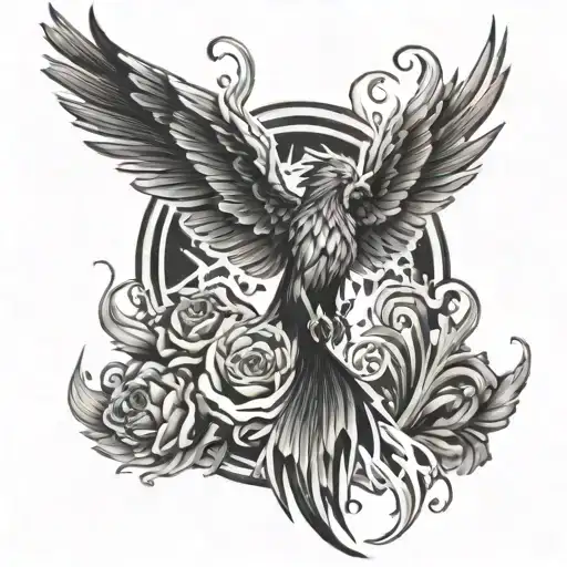 Phoenix From The Ashes Calf Tattoo Design