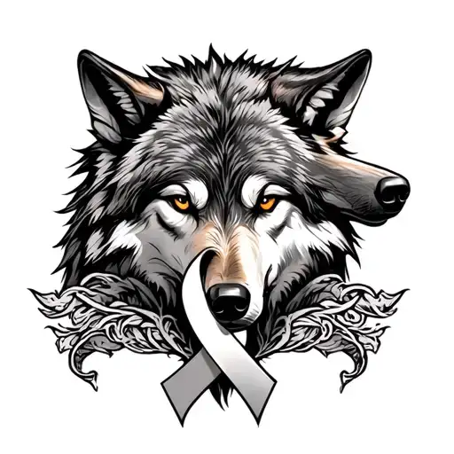 Wolf And Cancer Ribbon