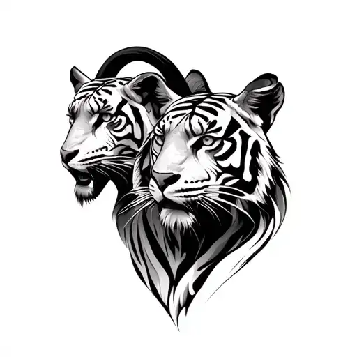 Two Tigers And A Goat Head