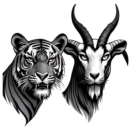 Two Tigers And A Goat Head