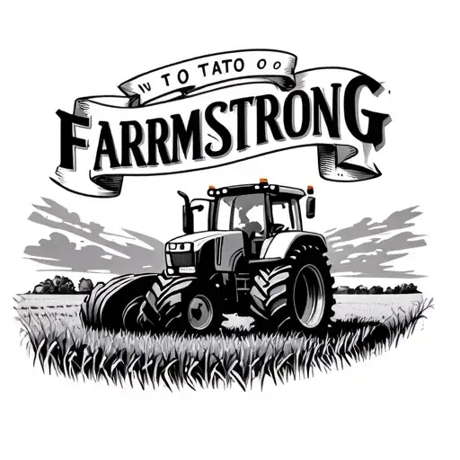 Tractor In A Field With A Banner That Says Farmstrong