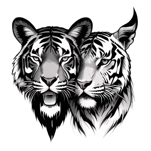 Two Tigers And A Goat Head