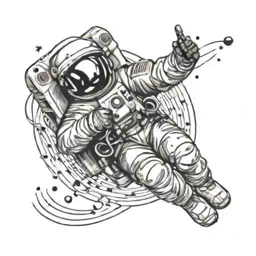 Astronaut Floating Through Space With Music Notes