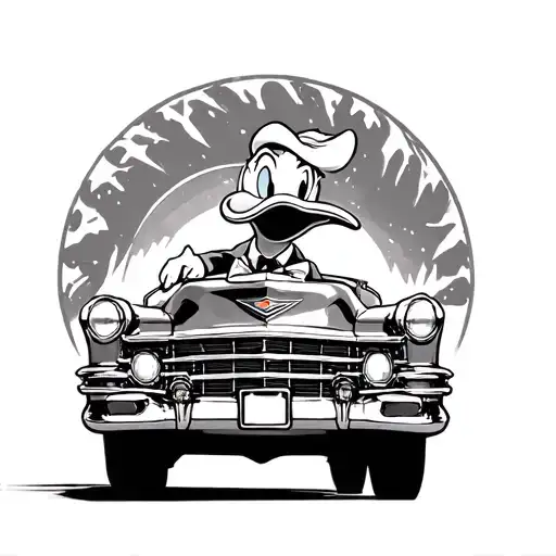 Donald Duck Driving Cadillac