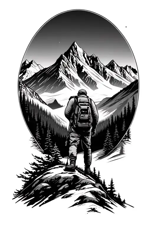 Hiker In The Mountains Mountains Sleeve Inspired