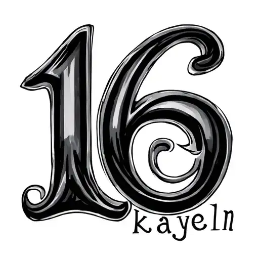 The Number 16 With The Name Kayelin Written Inside The 16