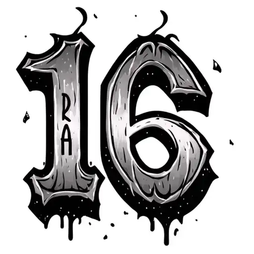 Hallow Block Numbers 16 With A Name Written Inside The Numbers