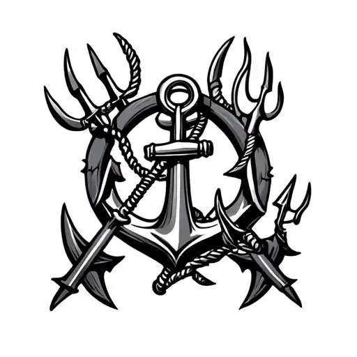Anchor And Trident Surrounded