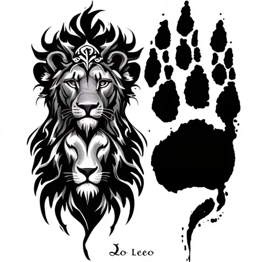 Zodiac Leo Zodiac Symbol On Top Of A Lion Paw Print