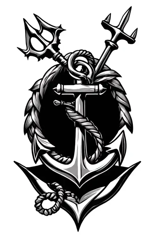 Anchor And Trident Surrounded