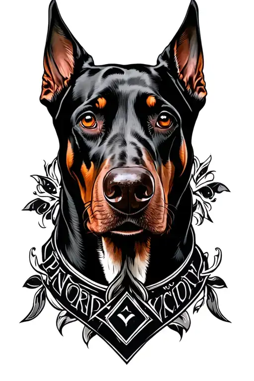 Doberman Cerberus With Dark Gothic Style Tattoo Design
