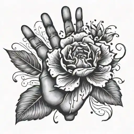 Handprint With Flowers Coming