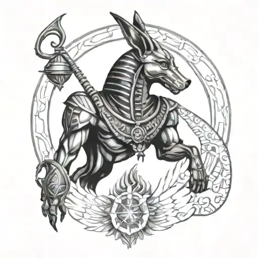 Anubis With Zodiac Libra Scale