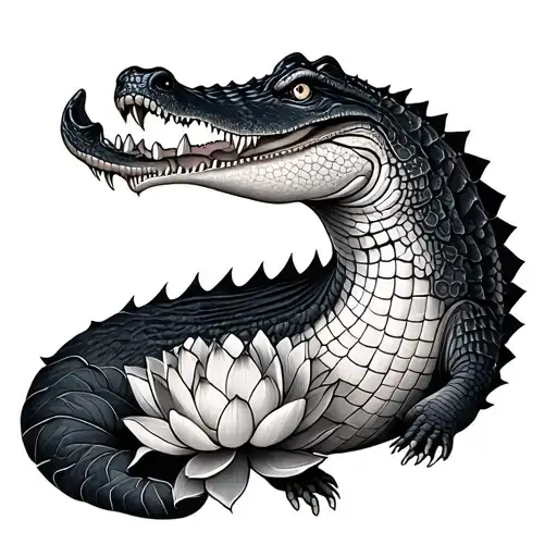 Crocodile Made Entirely Of Lotus Flower