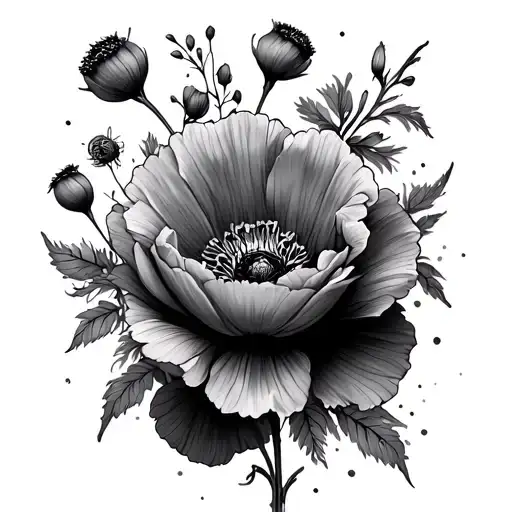 Hawthorne Flowers With Poppy Flowers Wrapped