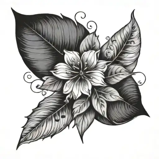 Leaves And Flower With The Word Via
