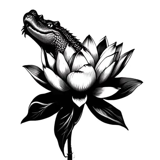Crocodile Made Entirely Of Lotus Flower