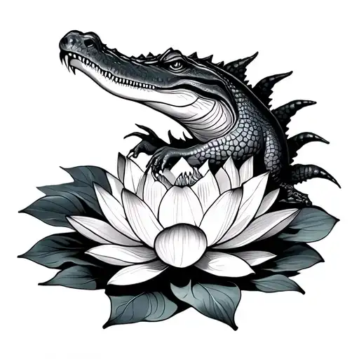 Crocodile Made Entirely Of Lotus Flower