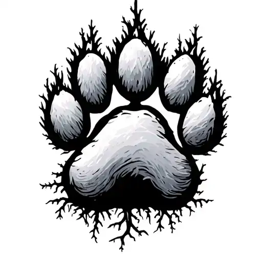 Paw Print With Roots Growing