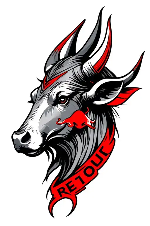 Black Red Bull Head Cyber Sigilism