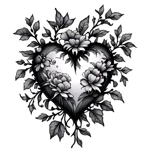 Heart Outline Made Of Vines And Flowers
