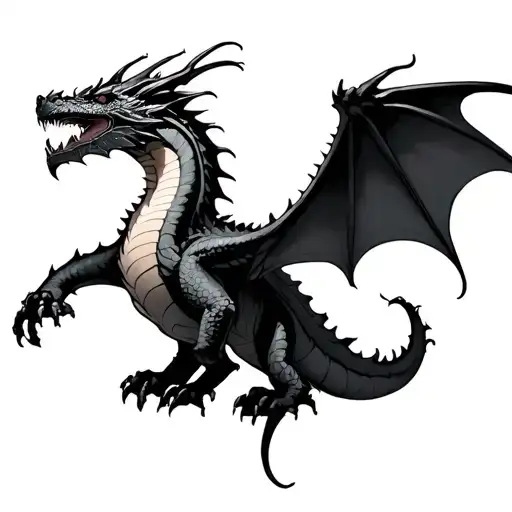 Soaring Dragon With Burned Pages For Wings Spread Wide