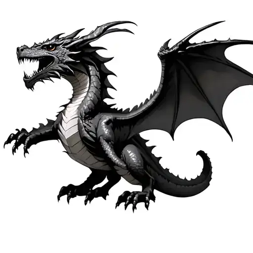 Soaring Dragon With Burned Book Pages For Wings