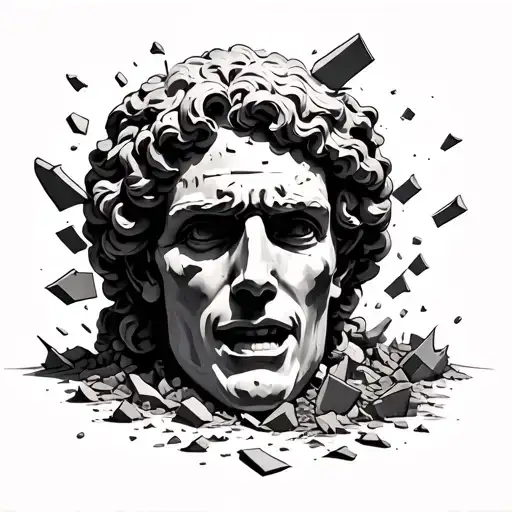 Broke Statue With Crumbled Pieces