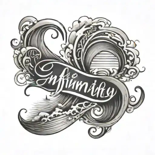 Infinity Sign Wave Beach With Name Written