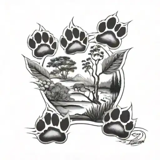 5 Paw Prints And Nature