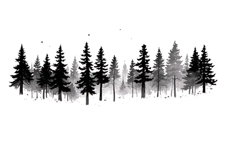 Pacific Northwest Tree Species Silhouette In A Mixed Forest