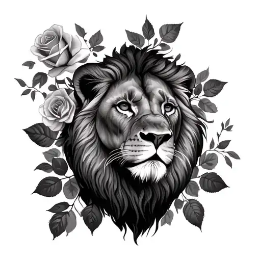 Lioness With Roses