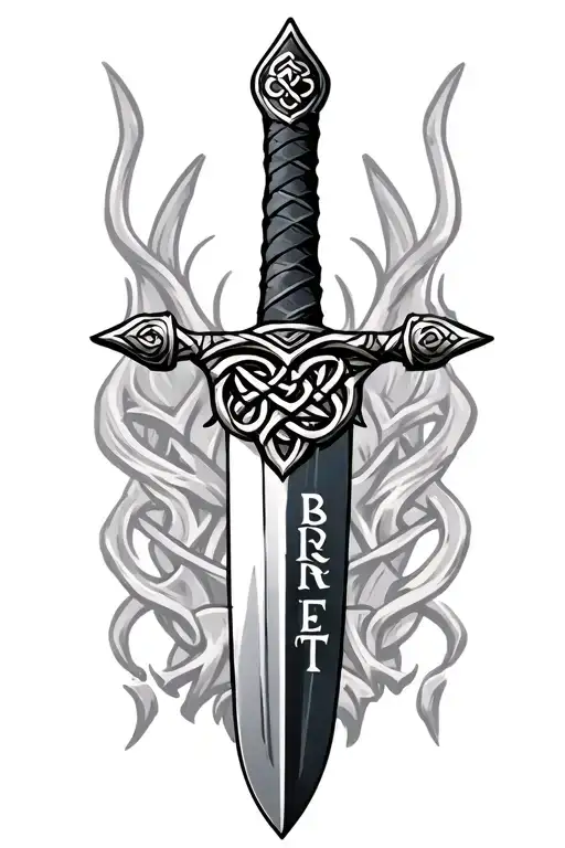 Irish Celtic Longsword With The Surname Barrett In The Blade