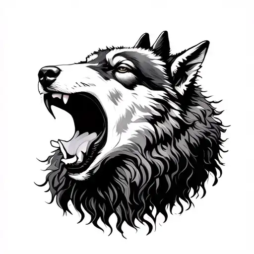A Herd Of Sheep That Forms A Wolf's Head Screaming
