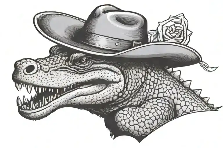 Cappybara Wearing A Cowboy Hat Riding An Alligator