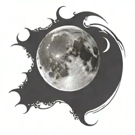 Bright Full Moon With Star Filled Dark Sky