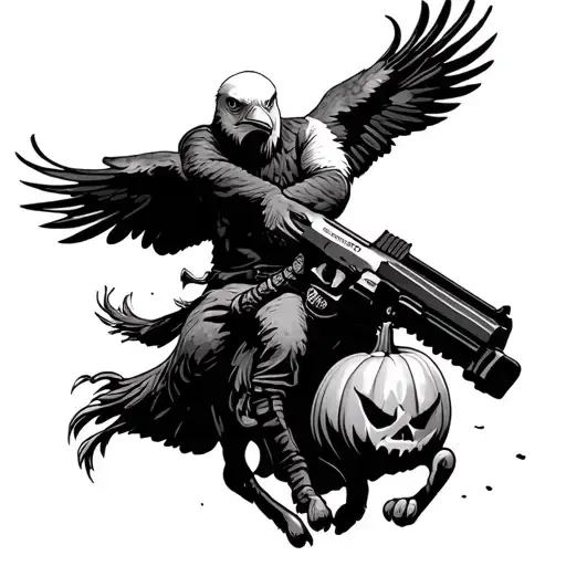 Pumkin Holding A Glock While Riding A Bald Eagle