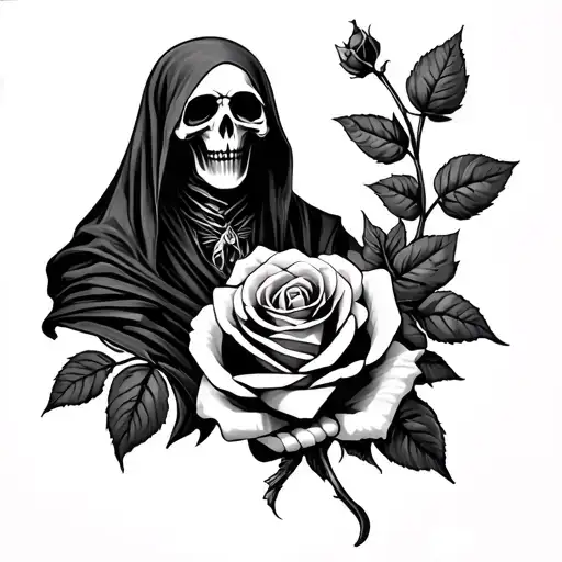 Grim Reaper And Rose Wrapped