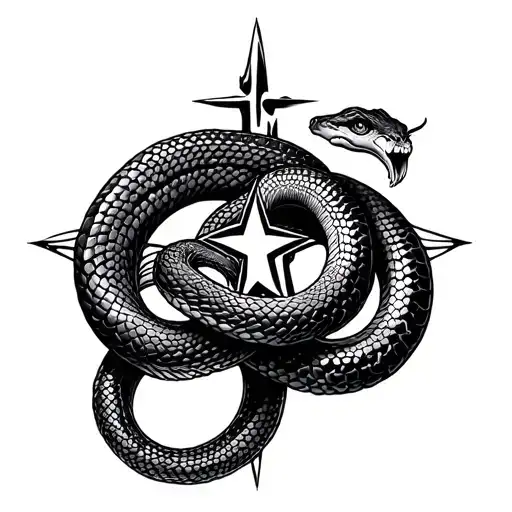 Snake Intertwined Protecting Pieces Star Sign Incorporated