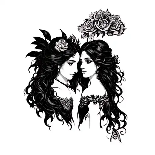 Hades And Persephone Inspired Couples Tattoo Featuring Symbolism