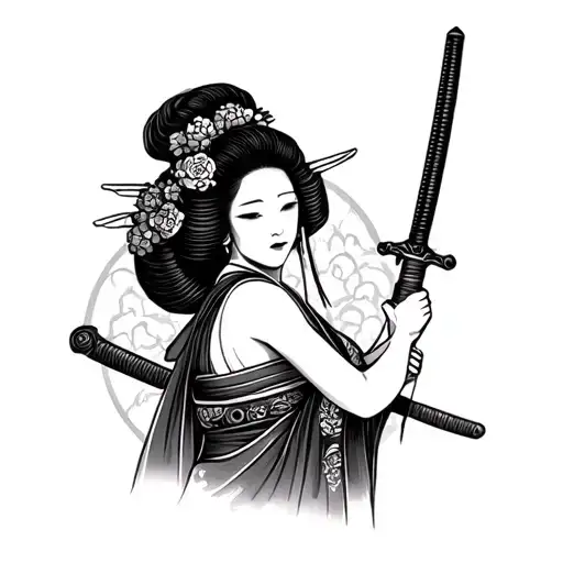 Geisha Holding A Katana