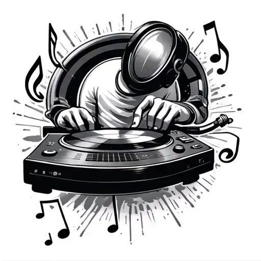 Dj And Music Note Intertwined